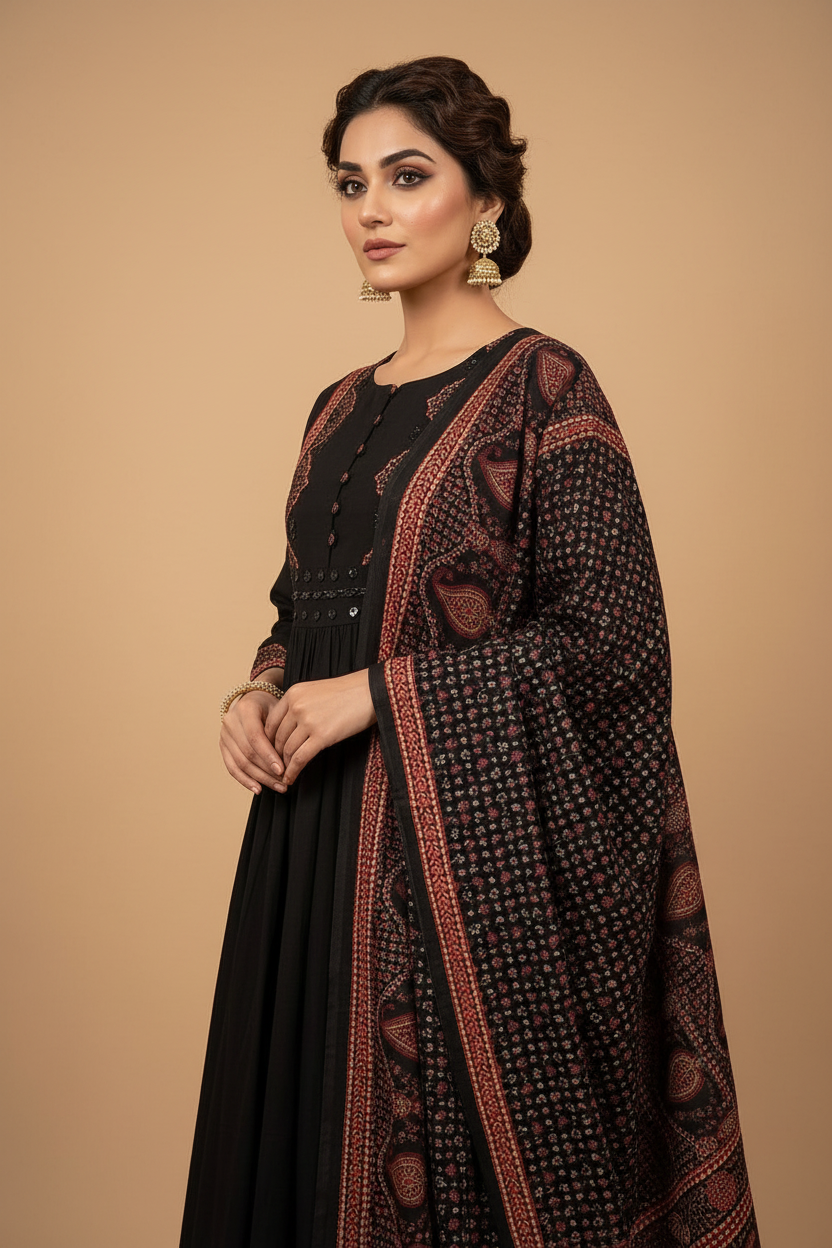 Black Anarkali - Studio Detail