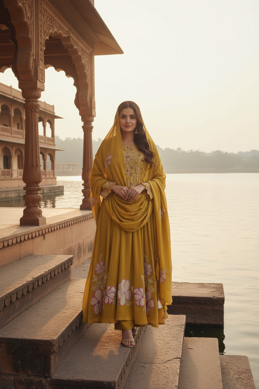Mustard Anarkali - Lake Ghat