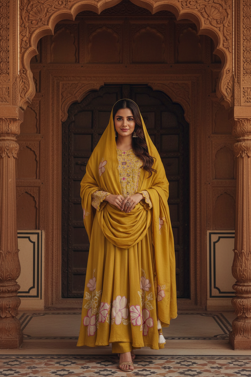 Mustard Floral Set - Haveli