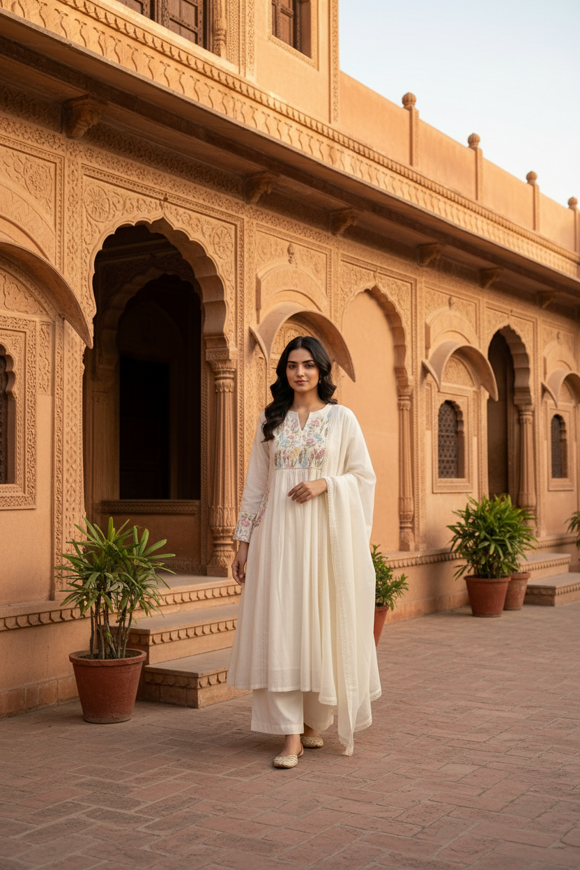 Off-White Anarkali - Haveli