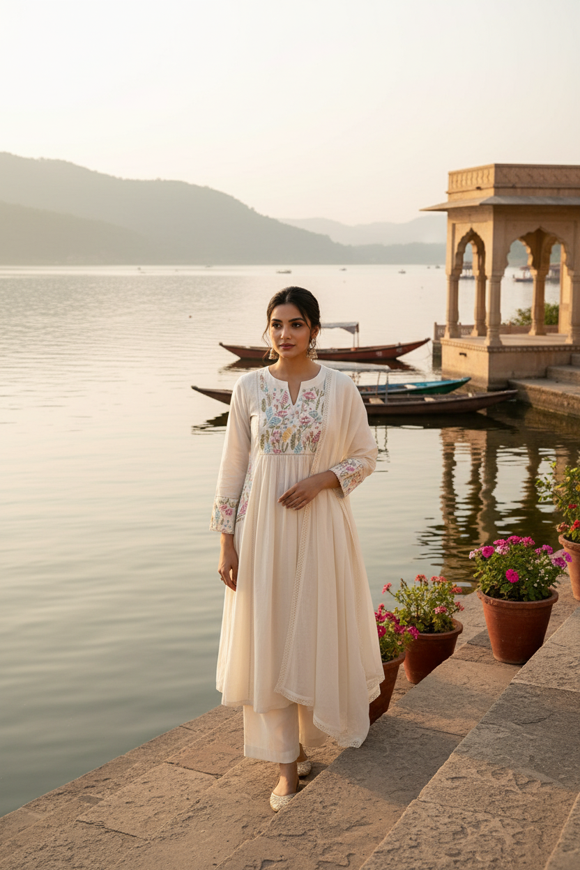 Off-White Anarkali - Lake Ghat