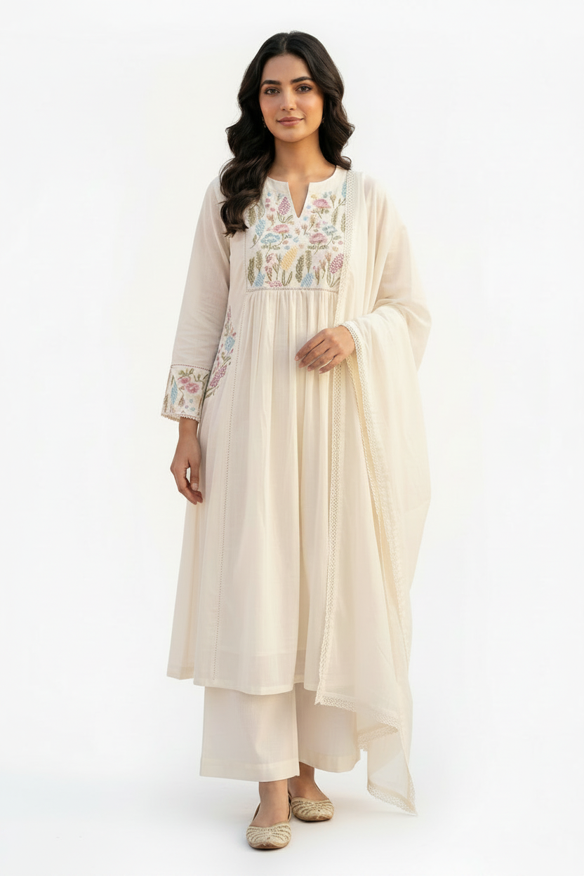 Off-White Anarkali - White Background