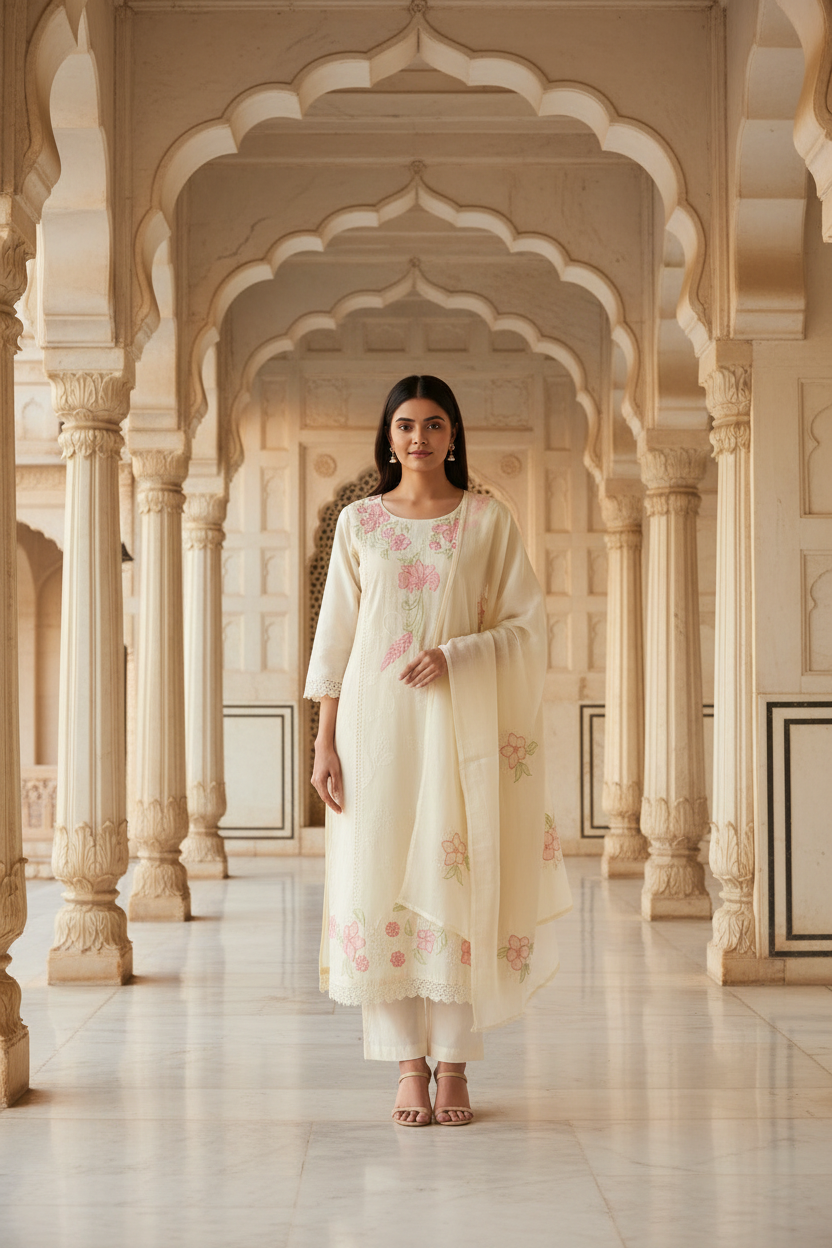 Off-White Kurta - Mughal Palace