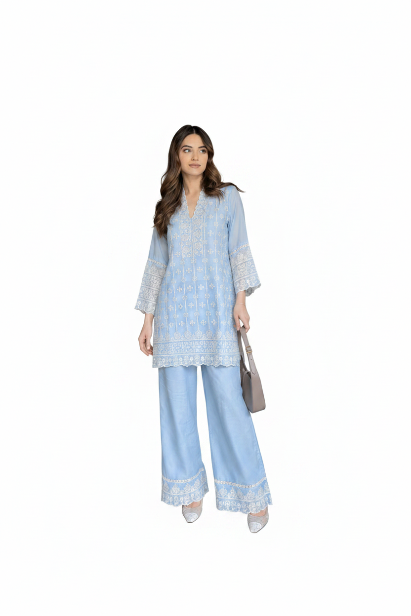 Sky Blue Coord Set - White Background