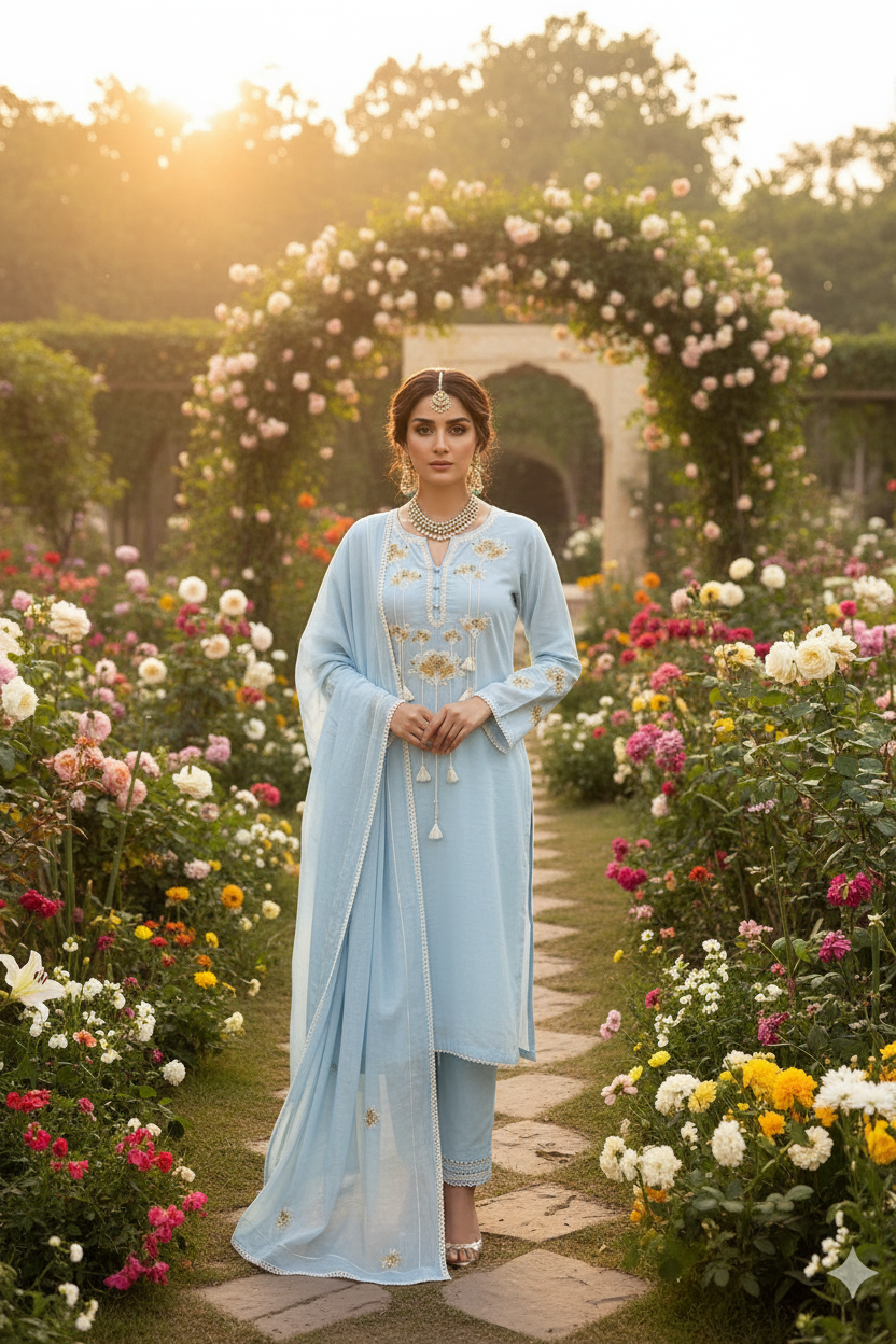 Sky Blue Kurta - Garden